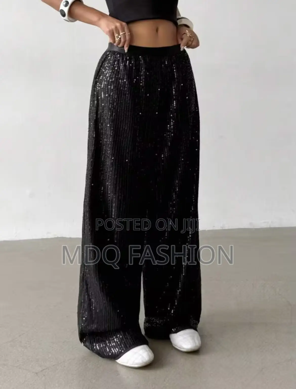 High-Waist Shimmer Sequin Pants