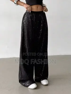 High-Waist Shimmer Sequin Pants