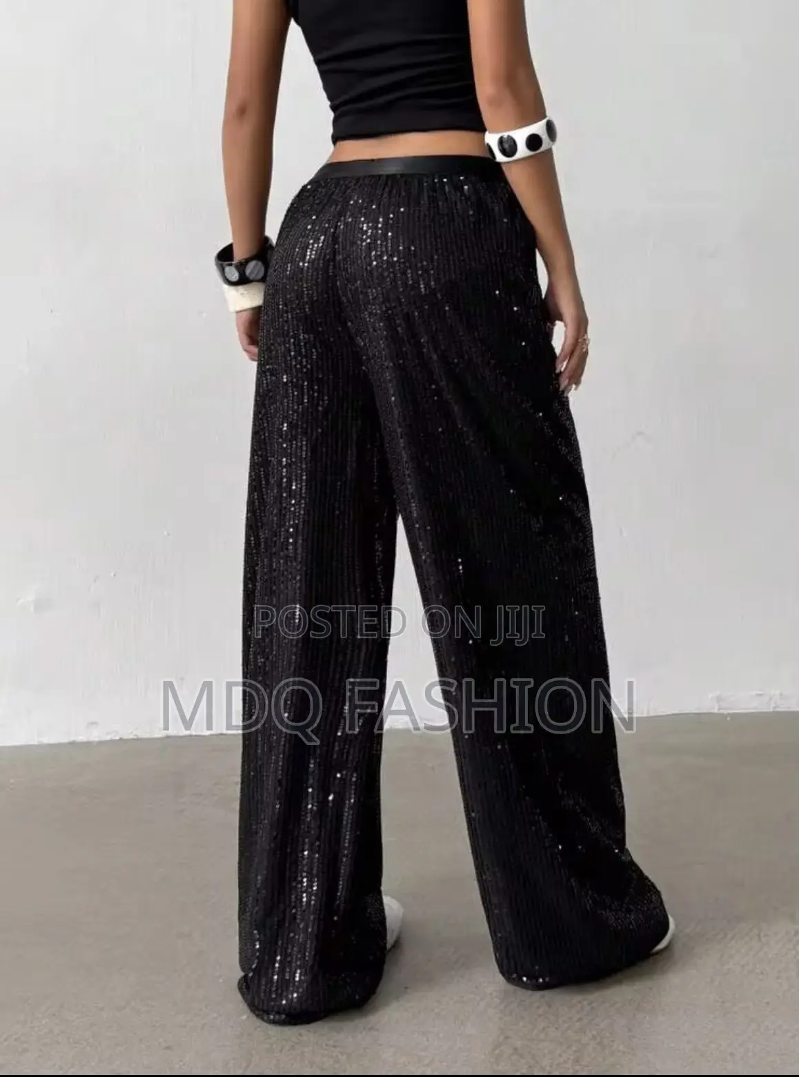 High-Waist Shimmer Sequin Pants