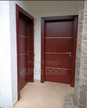 Brown HDF Flush Door With Complete Frame Only