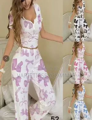 Quality 2pc Lacey Top and Trouser Night Wear (Spandex Material)