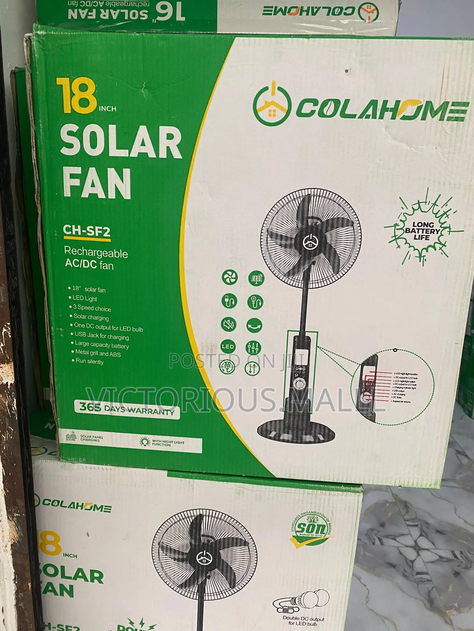18 Inch Solar Rechargeable Fan AC/dc