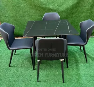 4-Seater All-Black Sintered Stone Dining Set