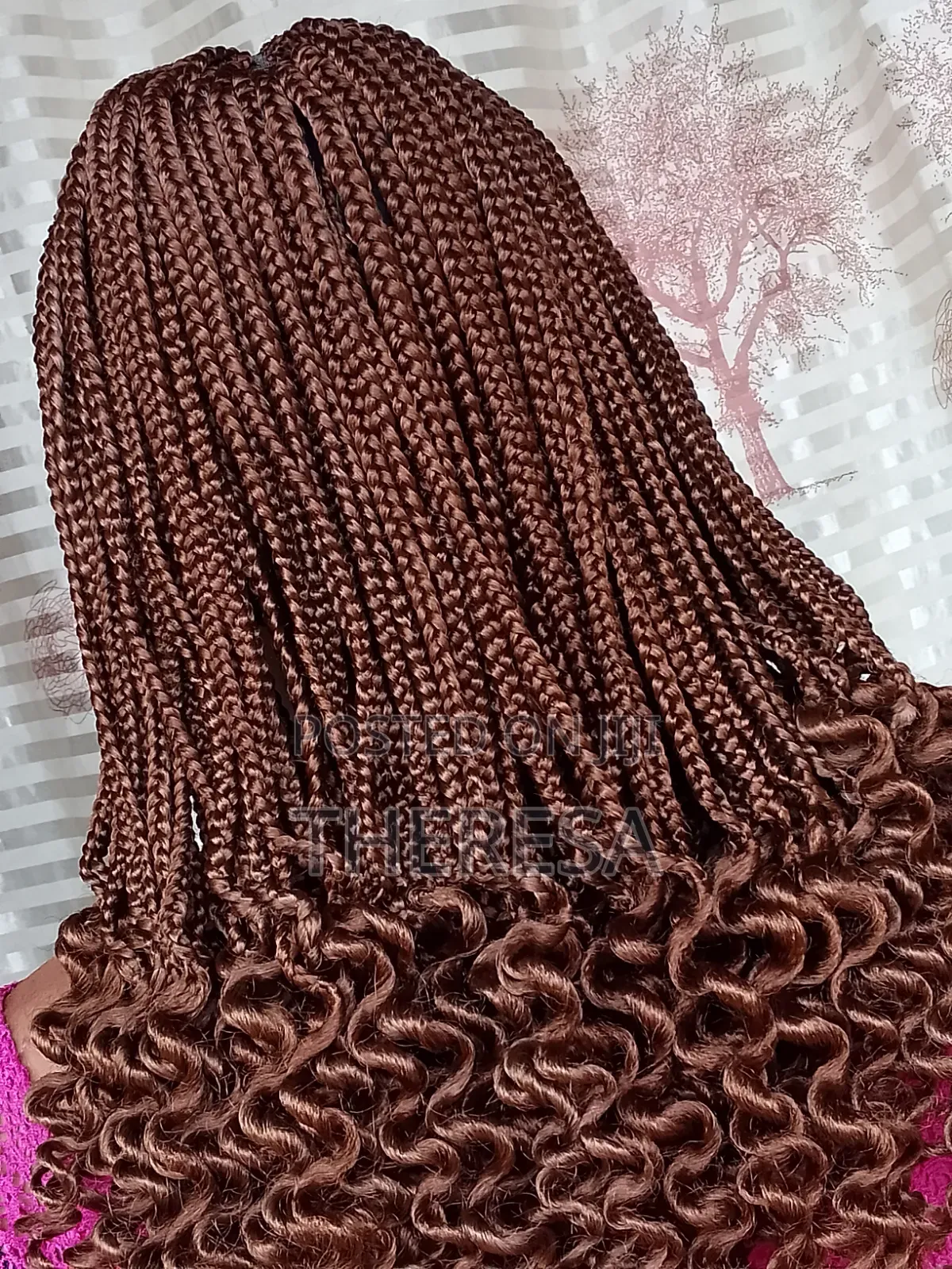 Curly Tip Brown Braids Wig