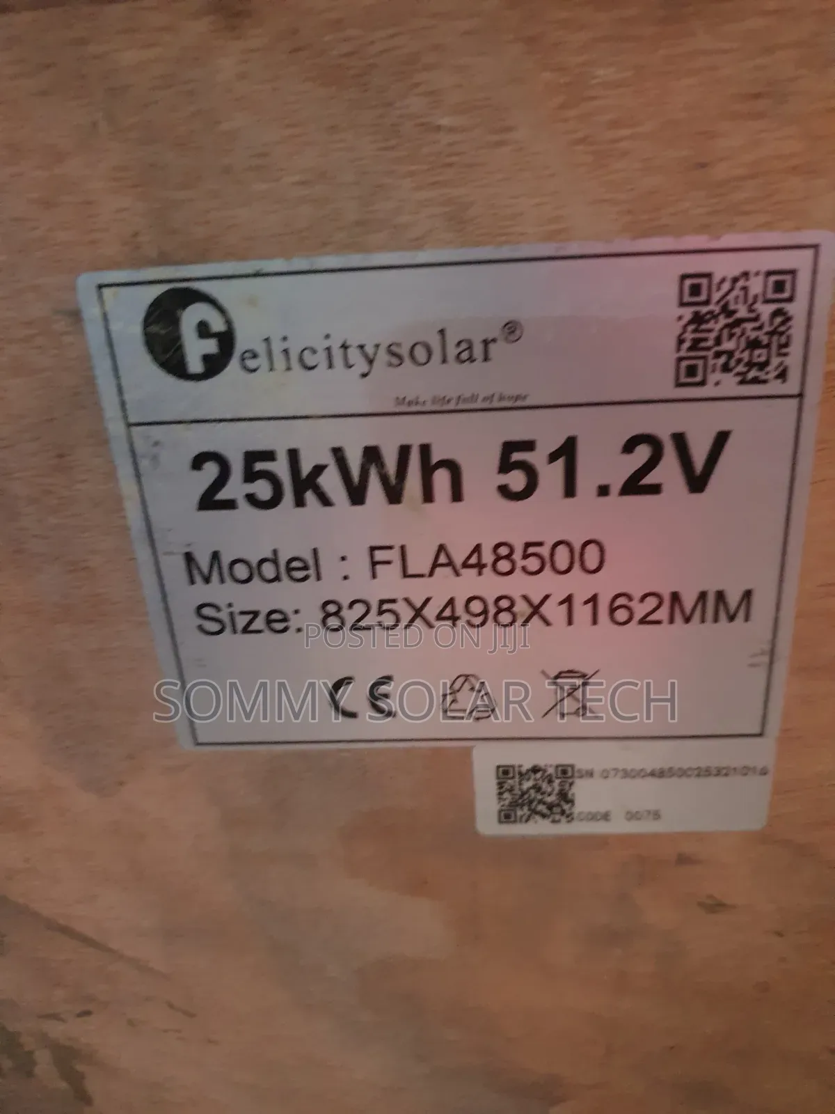Felicity Lithium Ion Battery 25kwh 48v