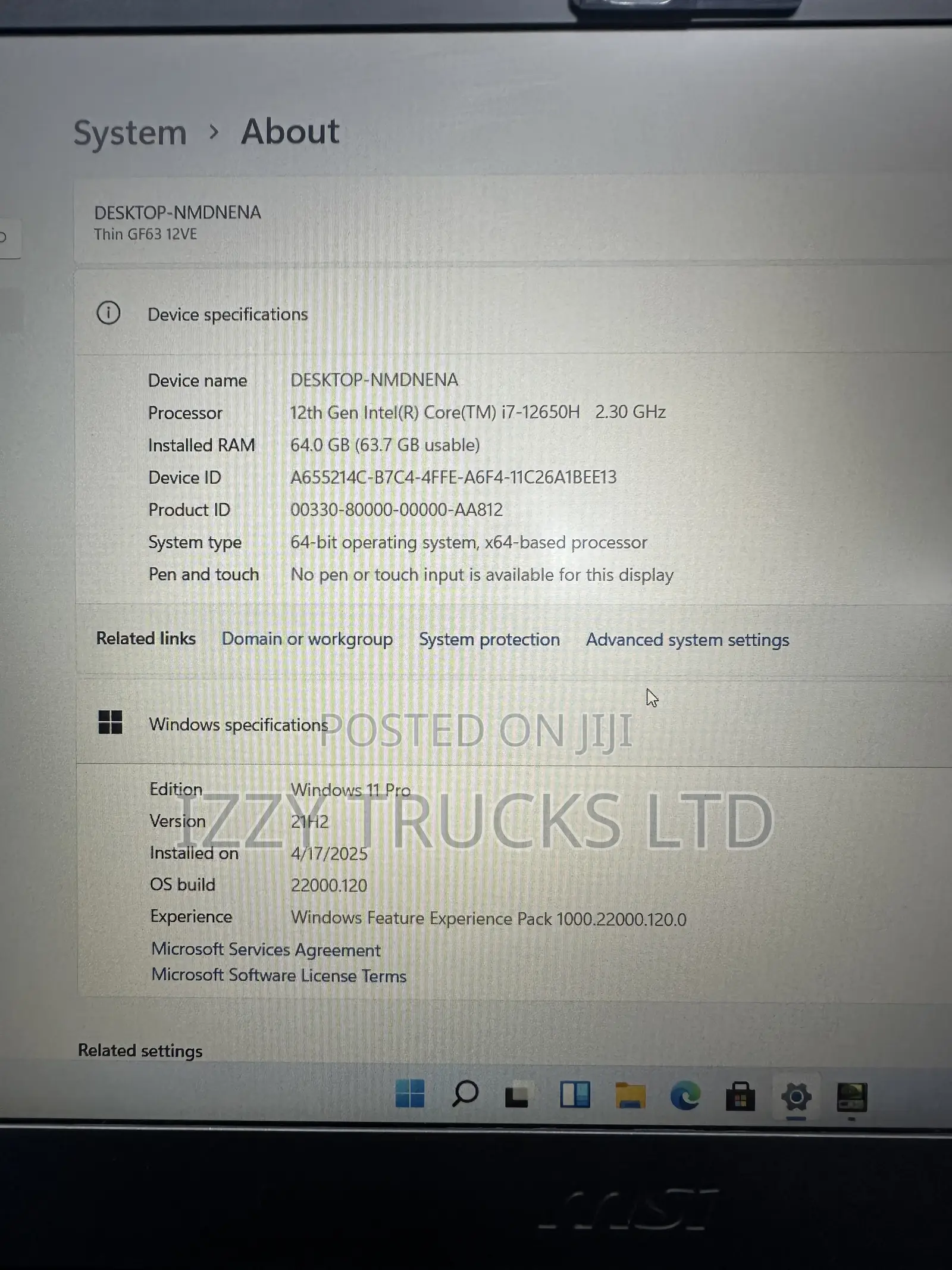 Laptop MSI GF63 64GB Intel Core i7 SSD 2T