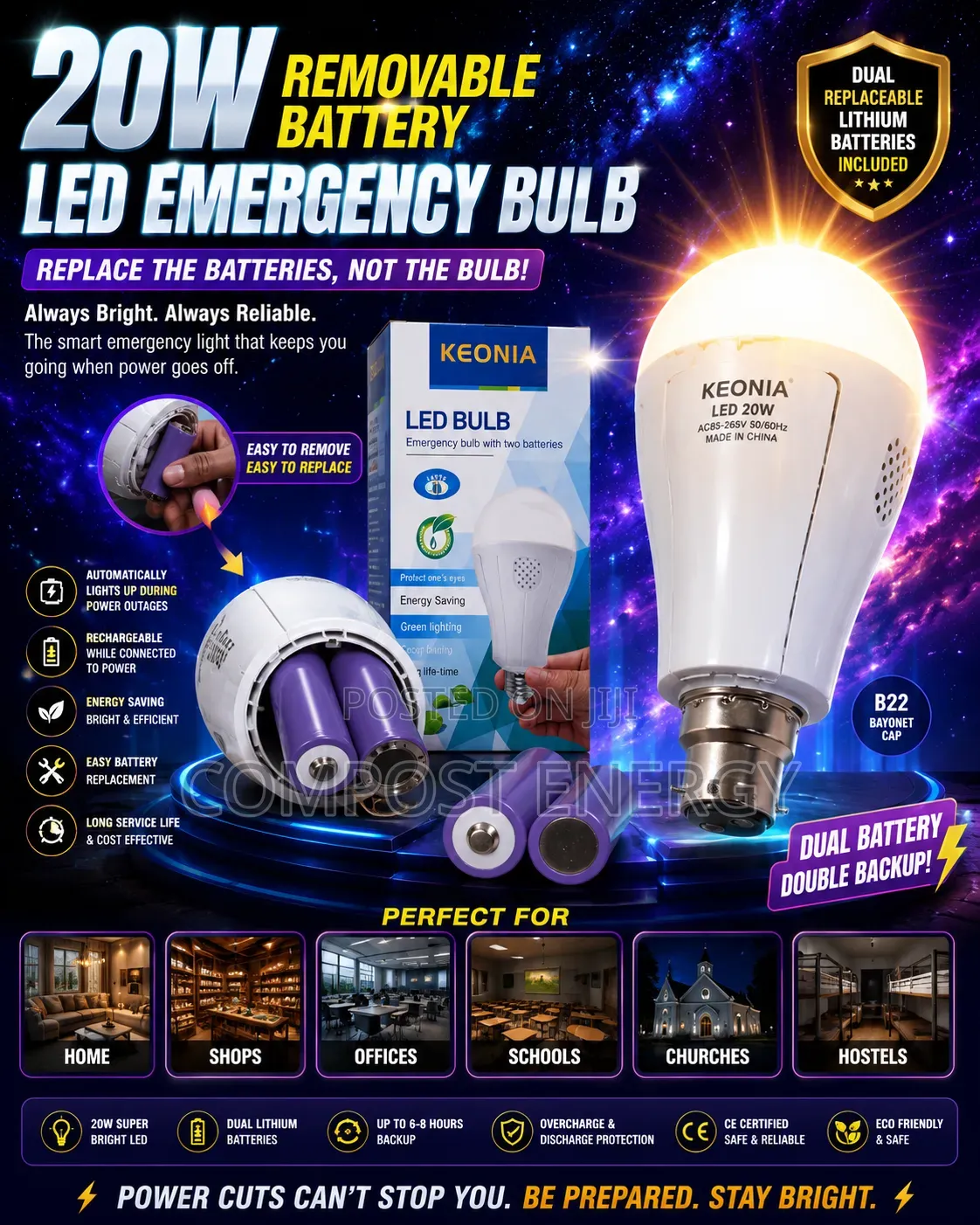 Rechargeable Led Bulb With Removable Battery