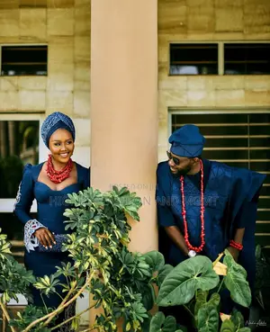 Luxury Navy-Blue Traditional Couple Set