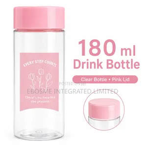 180ml Clear Plastic Drink Bottle With Pink Lid