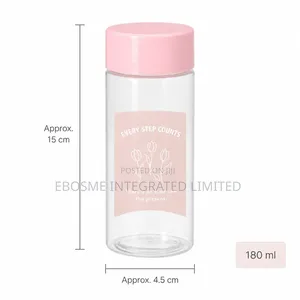 180ml Clear Plastic Drink Bottle With Pink Lid