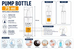75ml Refillable Transparent Cosmetic Pump Bottle