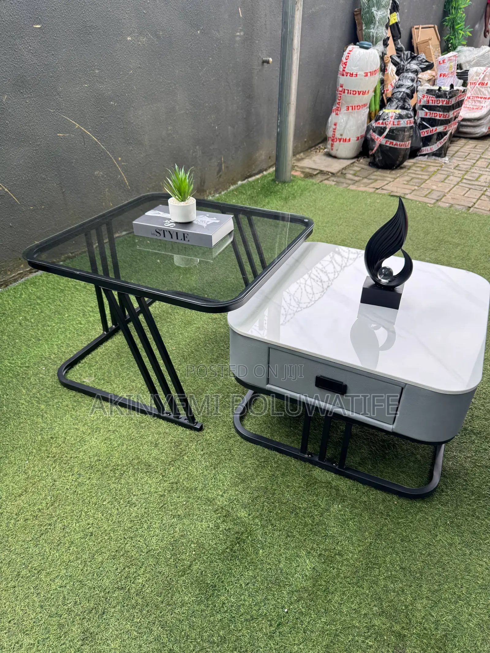 2 in 1 Glass & Marble Center Table