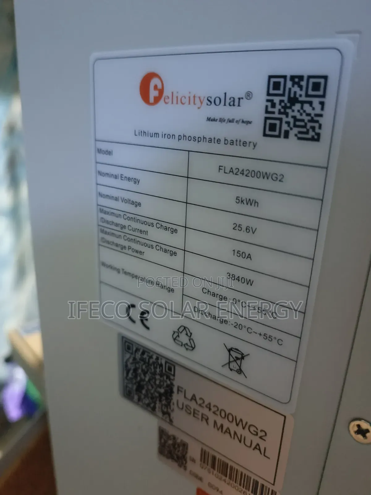 Felicity Lithium Ion Battery 5kwh 24V FLA