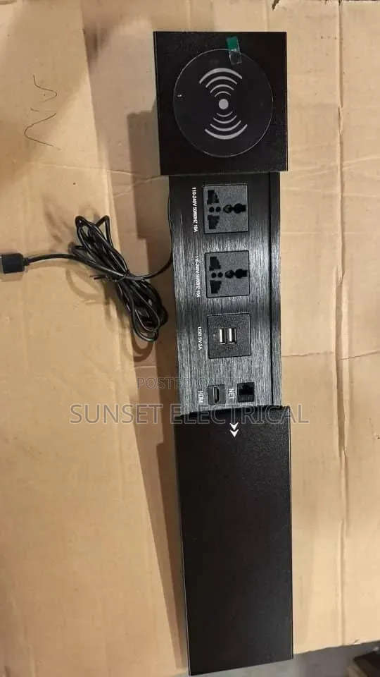 Flat Table Socket With Wireless Charger Black Color