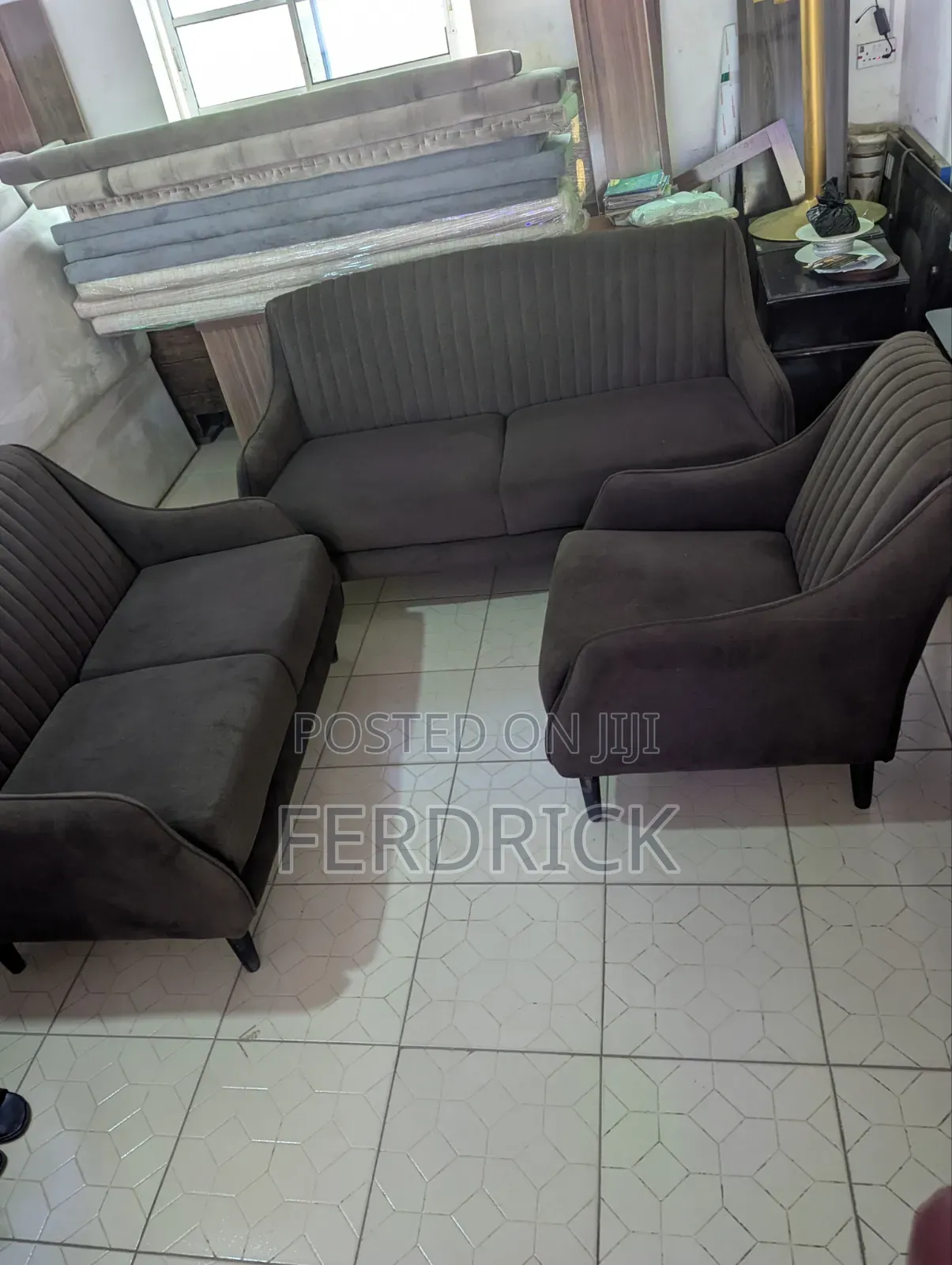 Set of 7 Seaters Fabric Sofa Set