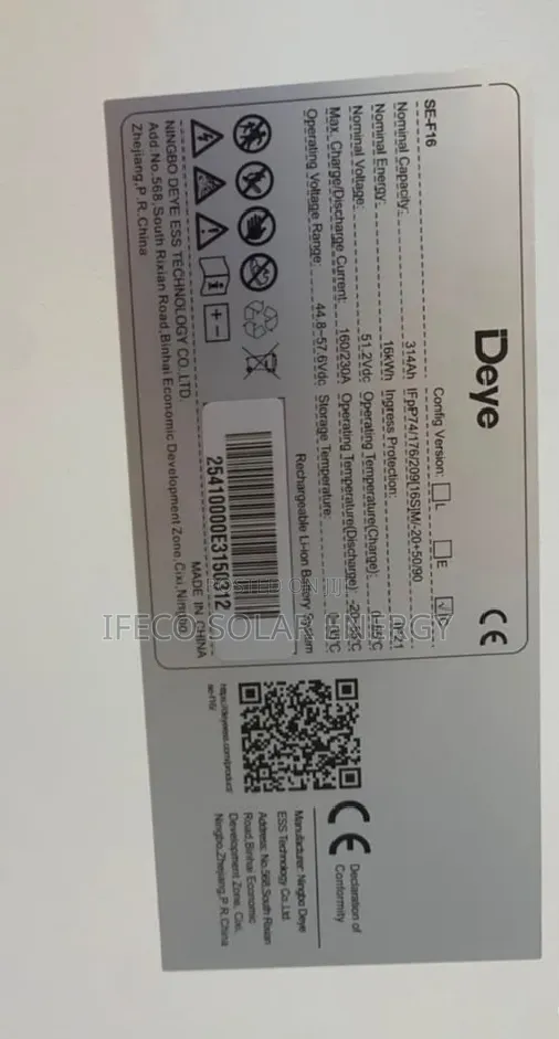 Deye Lithium Ion Battery 16kwh 48V