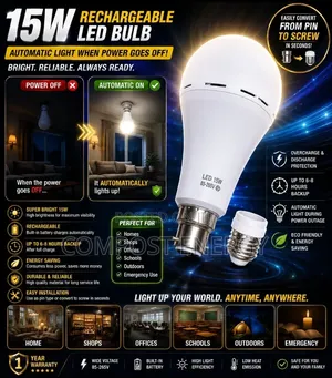 15w Rechargeable Lithium Led Bulb