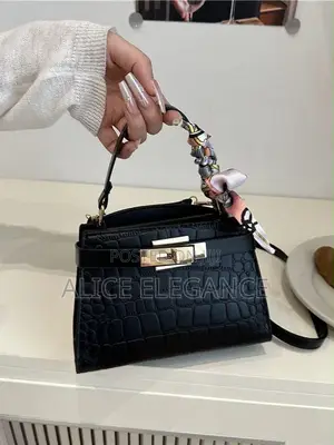 Crocodile-Embossed Leather Bag