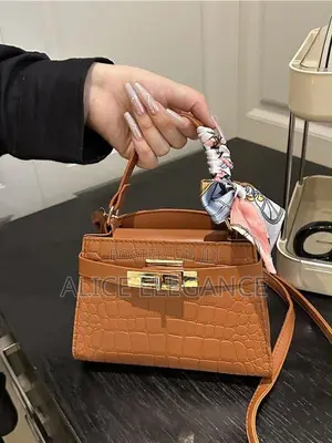Crocodile-Embossed Leather Bag