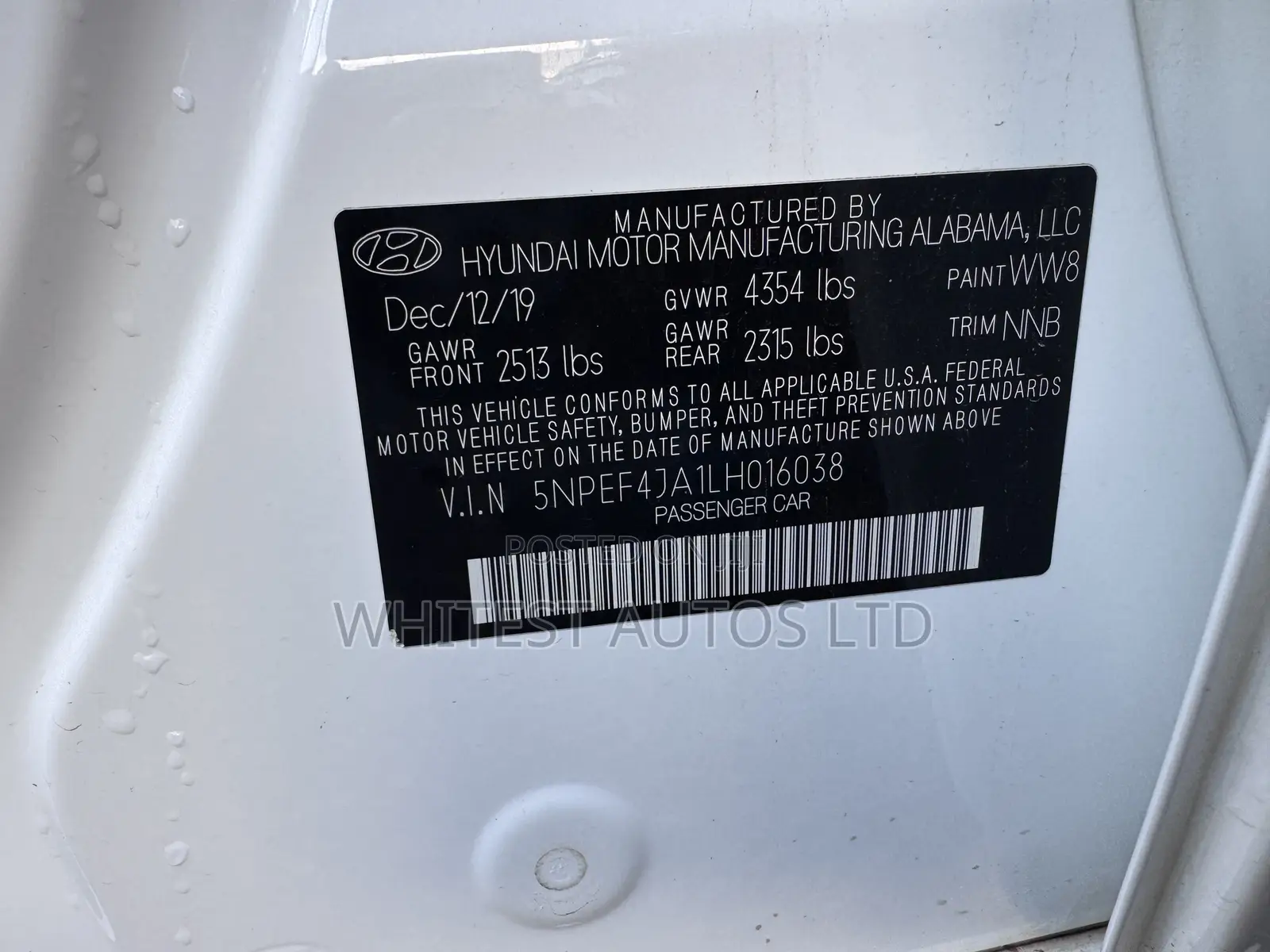 Hyundai Sonata SE 2020 White