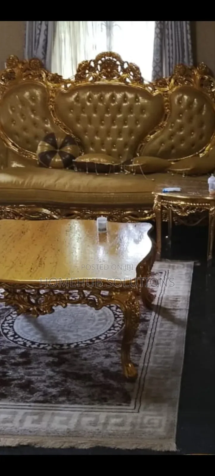 8 Seaters Royal Sofa With Center Table, Side Tables and Dining Table