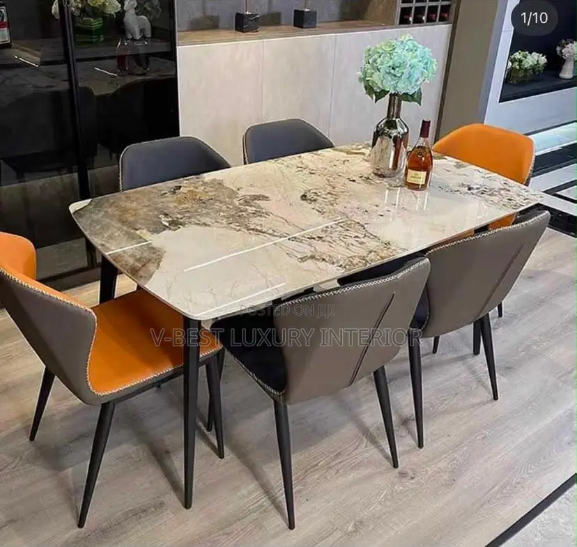 Premium 6-Seater Marble Dining Set