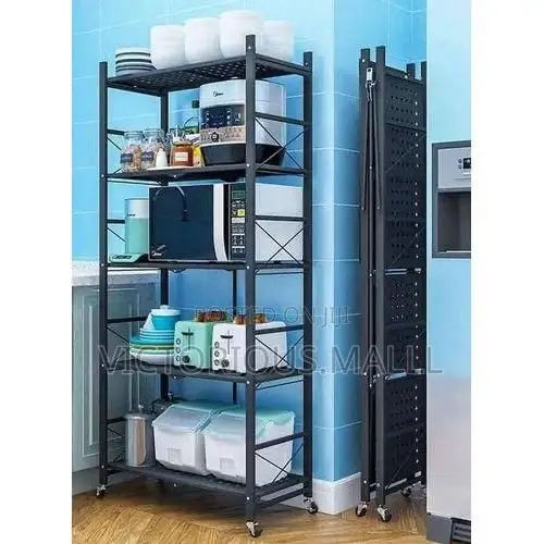 5 Layers Multifunctional Foldable Storage Rack Shelf With Wheels