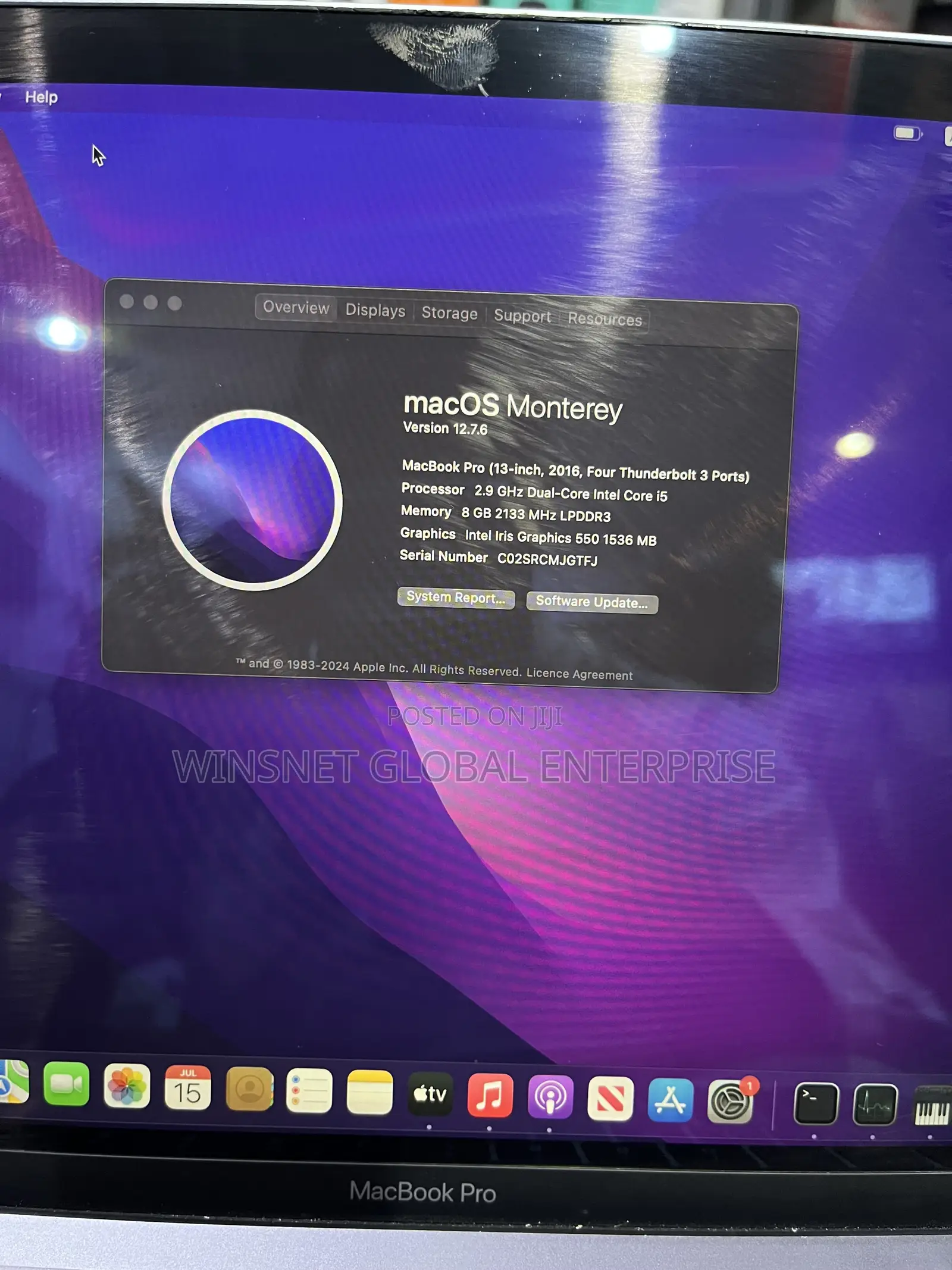 Laptop Apple MacBook Pro 2016 8GB Intel Core i5 SSD 256GB