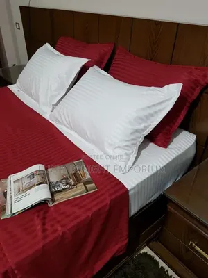  Premium Red White Stripe Mixed Duvet, Bedsheets and Pillowcase