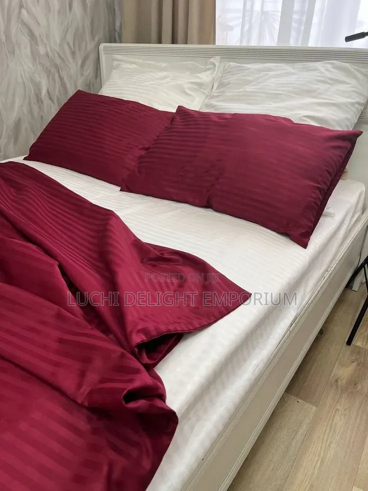  Premium Red White Stripe Mixed Duvet, Bedsheets and Pillowcase