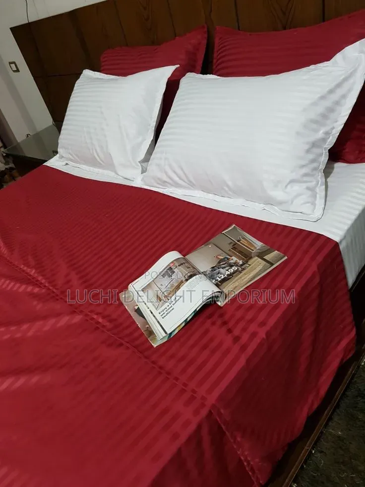  Premium Red White Stripe Mixed Duvet, Bedsheets and Pillowcase