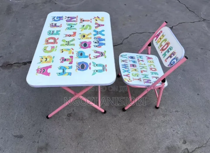 Kids Foldable Study Table Chair Set – Interactive Alphabet Edition