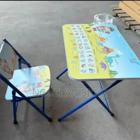 Kids Foldable Study Table Chair Set – Interactive Alphabet Edition
