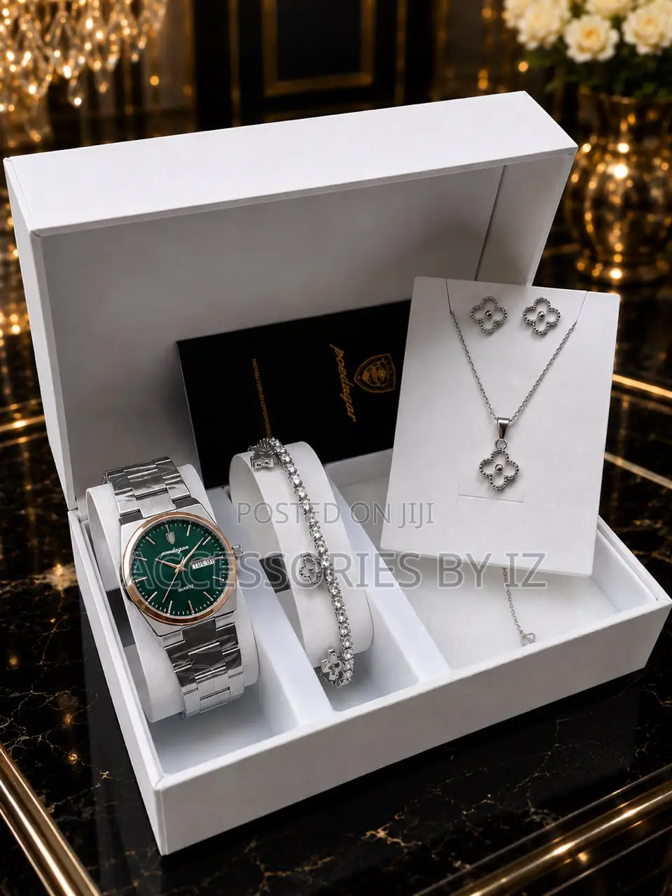 Poedagar Female Luxury 4-in-1 Watch Set