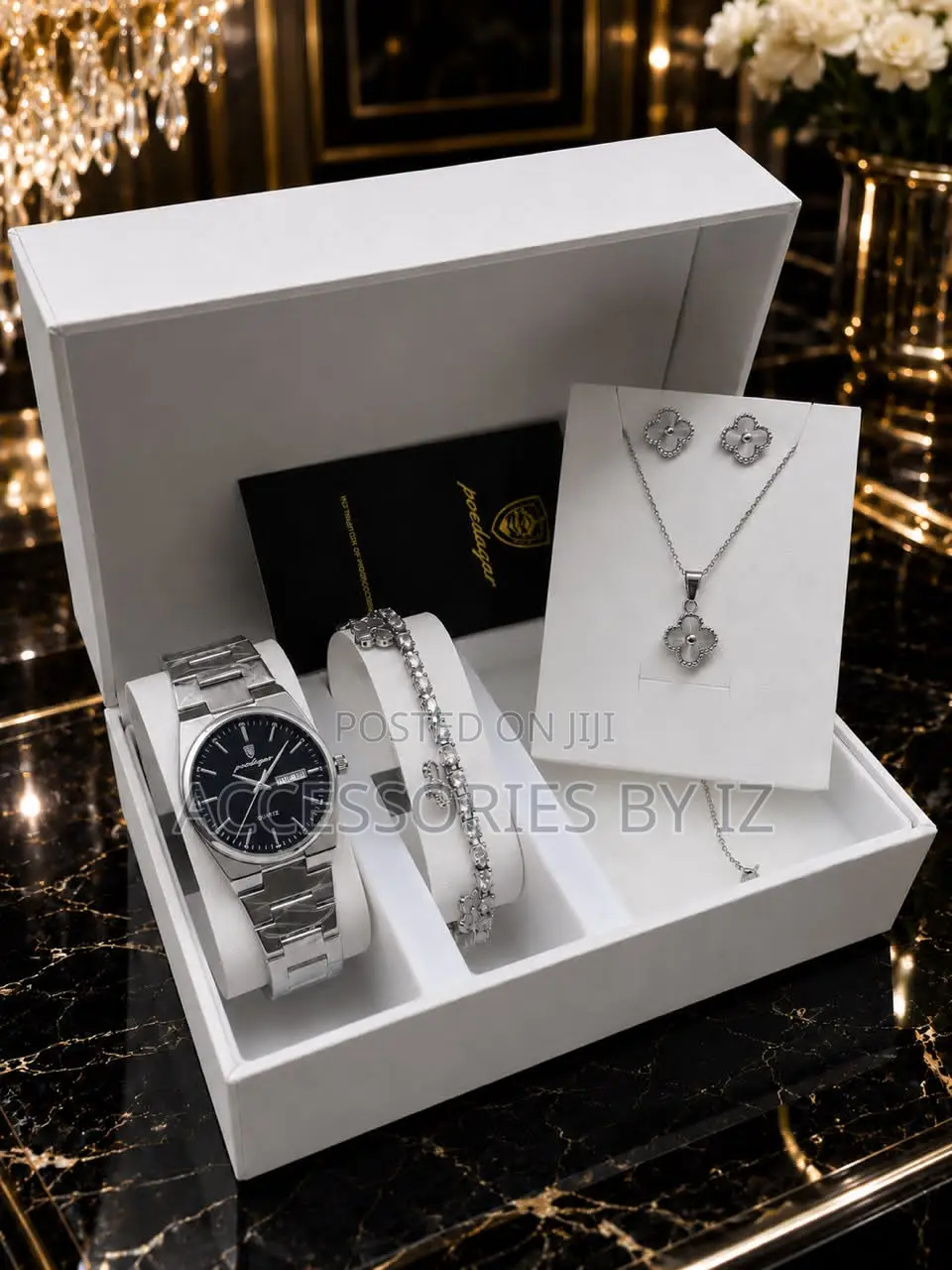 Poedagar Female Luxury 4-in-1 Watch Set
