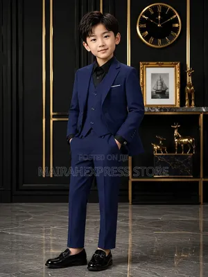 Boihedy Boys Suit Formal Dress Set in Navy Blue With a Tie.