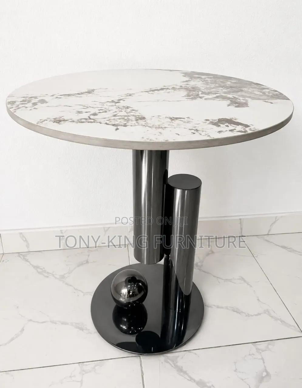 Imported Modern Side Stool With Marble Top.