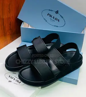 Prada Quality Luxury Men Genuine Leather Sandals
