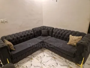 Gray L-Shape Plus a Matching Single-Seater Armchair