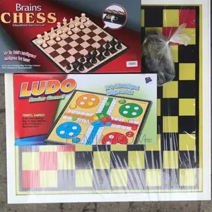(3in1) Party Size Chess, Ludo and Draught