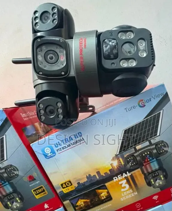 Solar Powered Auto Tracking Complete 3 Lens CCTV Camera Ultra HD