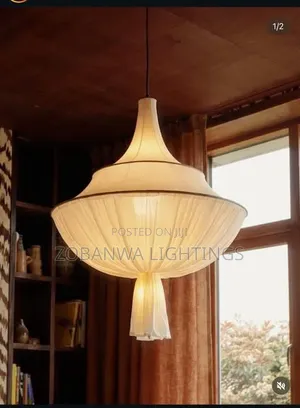 French Fabric Hanging Lamp for Ceiling Vintage