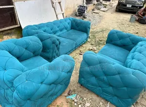 Neatly Used Chesterfield Tufted Sofa Set (Teal Blue)