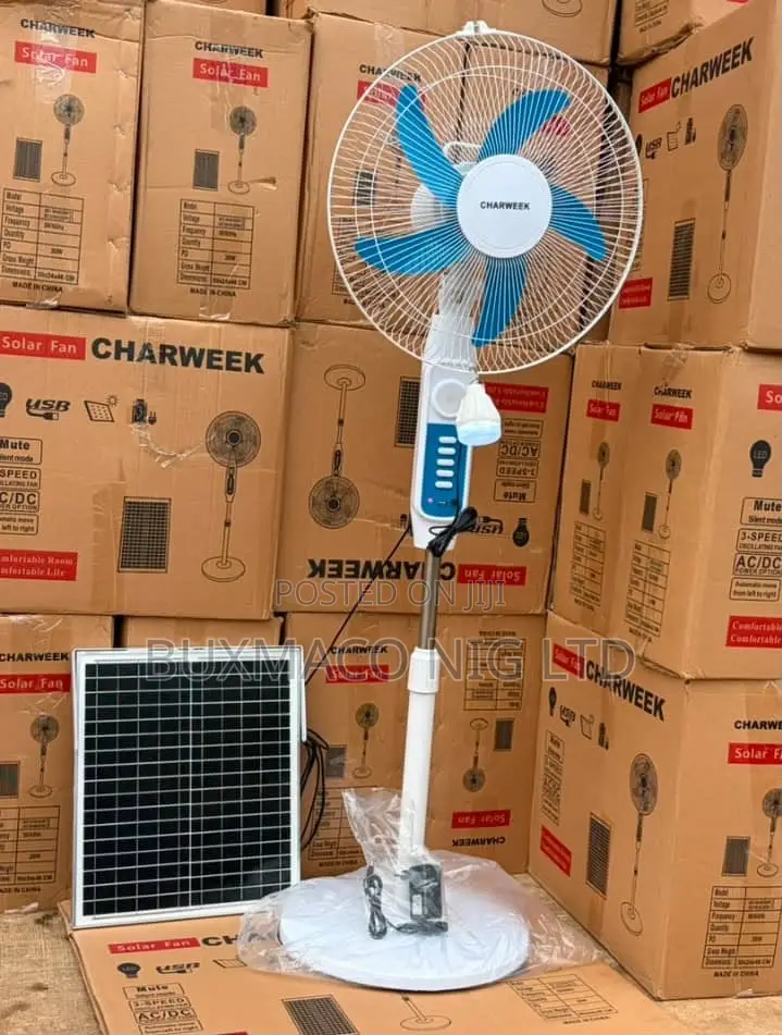Solar Rechargeable Fan With Panel+ Bulbs