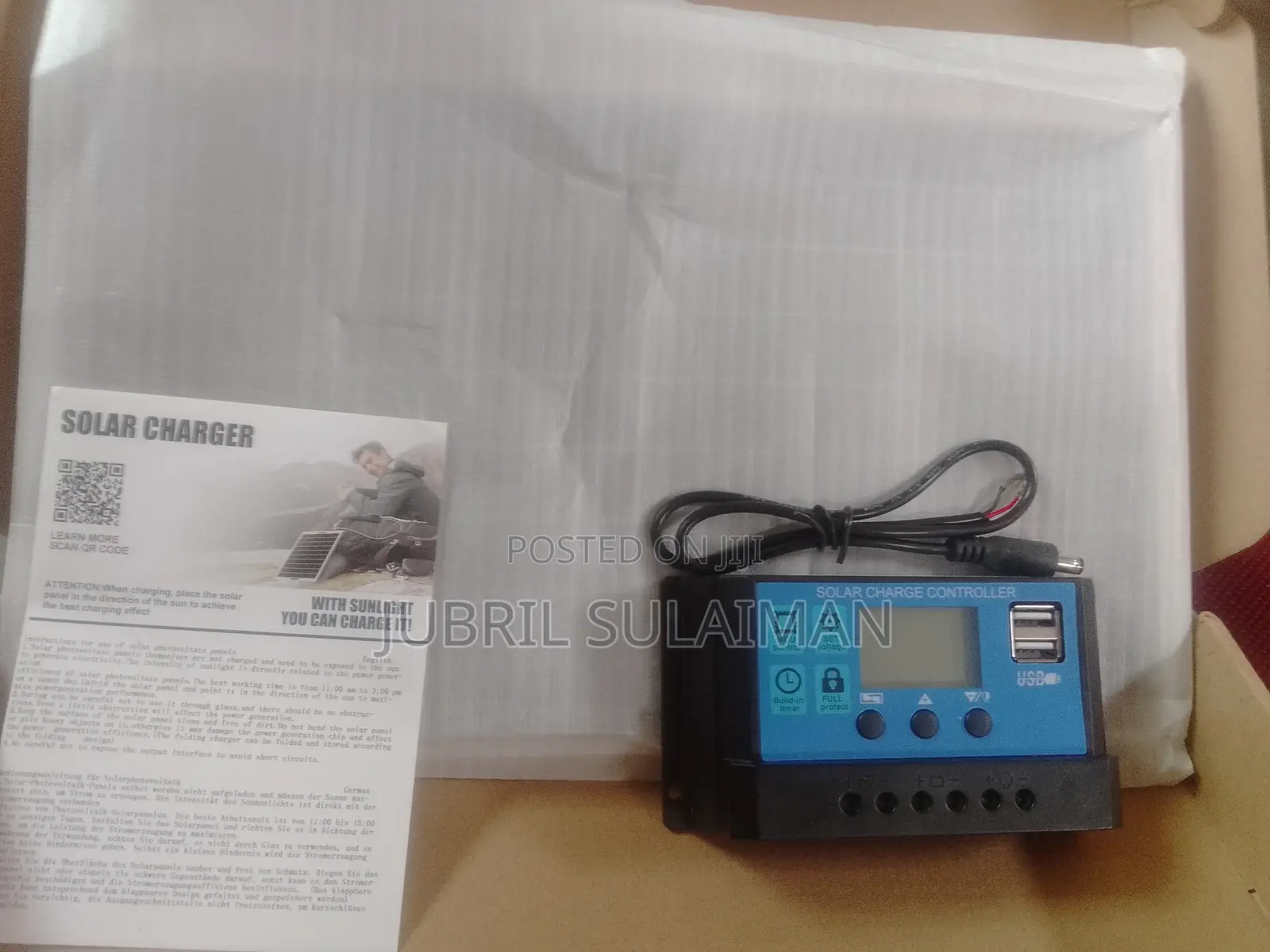 10W Solar Panel + PWM Charge Controller (LCD, USB) – Brand NeNever Use