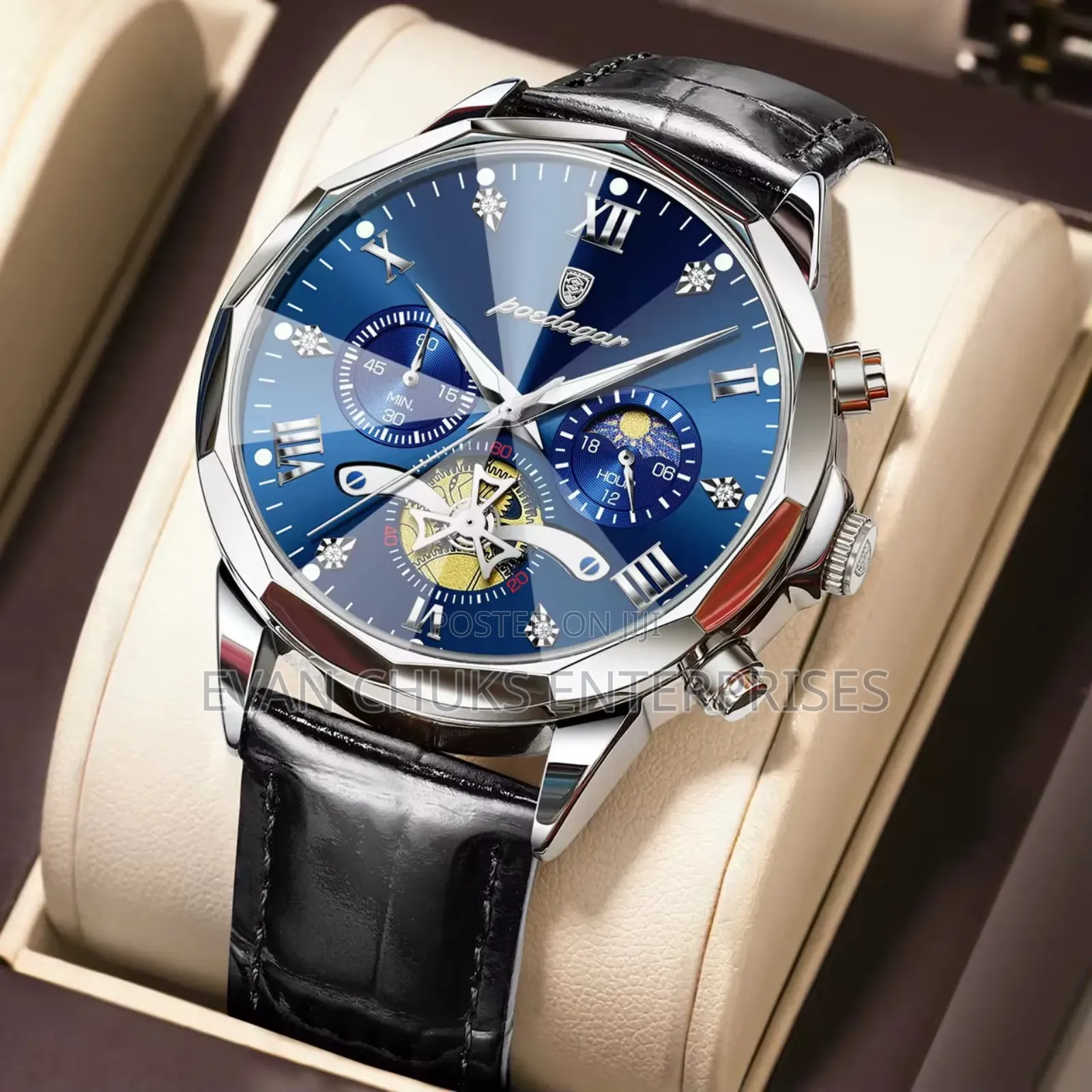 Poedagar Leather Chronograph Watch