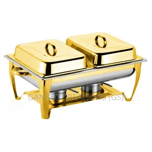 Super Thick Luxury 9-Liter Double Pan Food Warmer Set(Heavy Duty Gold)