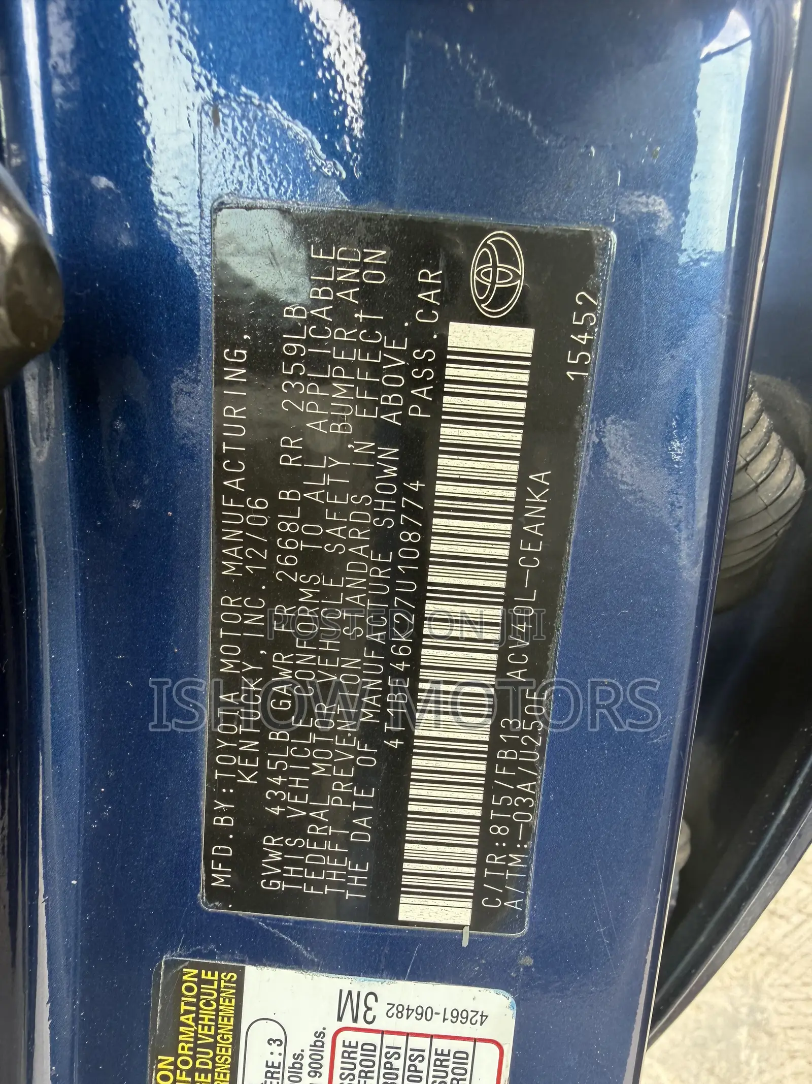 Toyota Camry 2.4 LE 2008 Blue