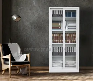 Slide Door Metal Cabinet Bookshelf