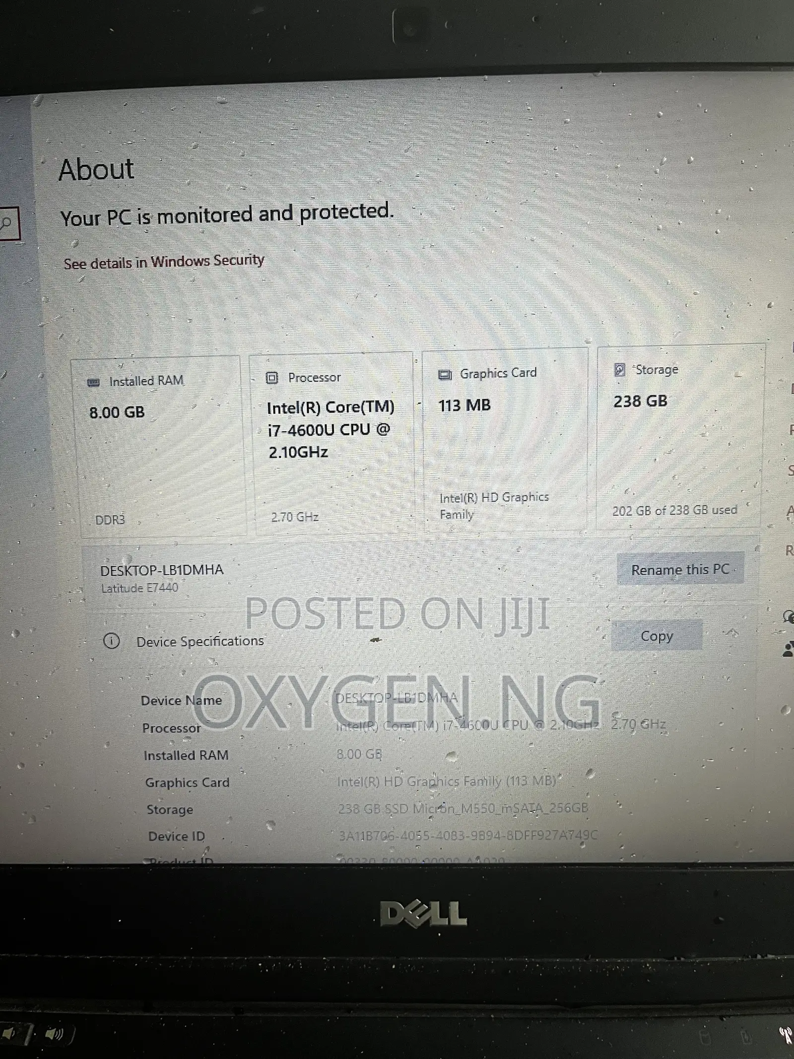 Laptop Dell 8GB Intel Core i7 SSD 256GB